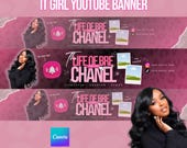 It Girl YouTube Banner Template | Pink (Digital Download)