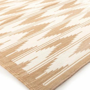 8x10 Flatweave Rug, Handmade Cotton Rug, Block Printed Rug, Modern Rug, Bauhaus Rug, Reversible Rug, Cotton Durries Rug, Beige And brown Rug