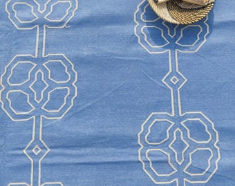 Blue Cotton Area Rug – Swedish Inspired, Reversible Flatweave