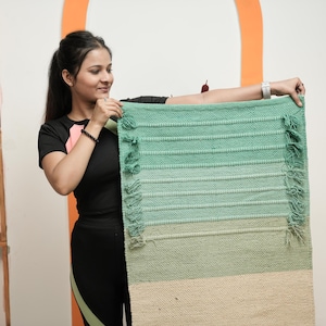 Natural Cotton Yoga Mat, Meditation Rug - Handwoven Indian Designs, Eco-Friendly Gift for Him & Her, Unique Birthday Present