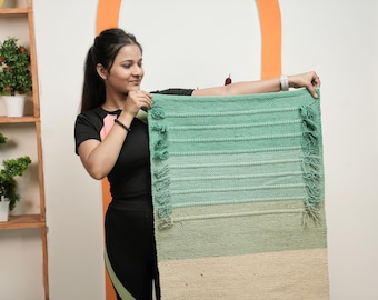 Tappetino da yoga in cotone tessuto a mano, tappeto da meditazione indiano