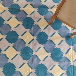 Alfombra geométrica azul verdoso, kilim dhurrie de algodón tejido a mano, moderna alfombra abstracta de tejido plano, colorida alfombra escandinava, decoración bohemia.