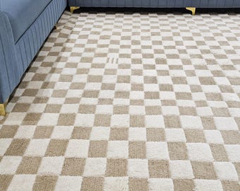 Moroccan rug checkered - Handmade rug - Moroccan rug - Checker board rug - Beni ourain rug - Berber rug - Wool rug, Moroccan checkered rug