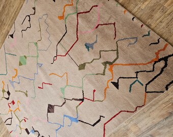 Alfombra colorida Beni Ourain, alfombra a cuadros, alfombra Beni Ourain personalizada, alfombra estilo marroquí