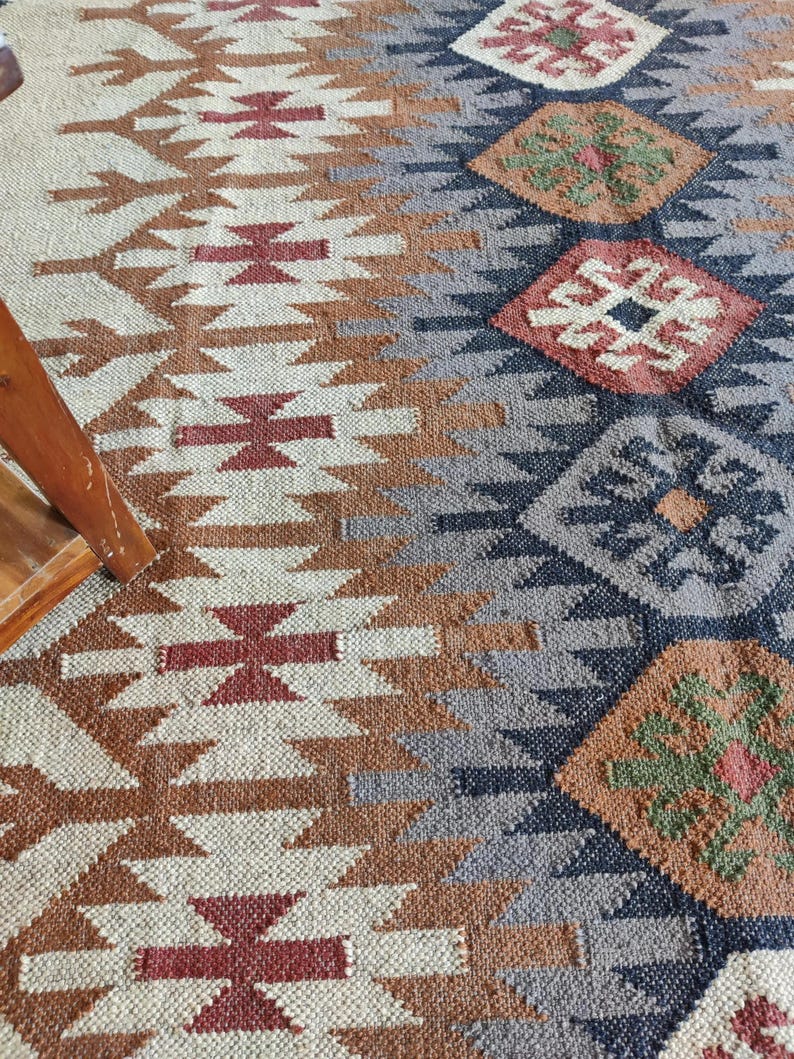 Antique Hand Knotted Persian Wool Jute Rug - Vintage Turkish Kilim ...