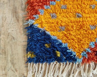 Alfombra marroquí colorida con patrón de rombos, alfombra boho de lana tejida a mano de 244 x 305 cm, alfombra de pelo largo multicolor vibrante para decoración ecléctica del hogar