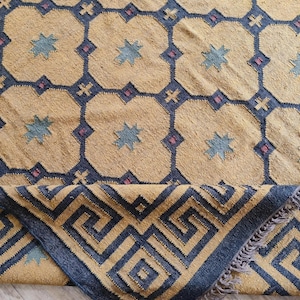 Jute Kilim Rug for Living Room, Natural Handwoven Flatweave Area Rug, Durable Eco-Friendly Home Décor Carpet