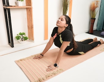 Eco-Friendly Cotton Yoga Mat, Non-Slip Exercise Rug, 2x6 Ft