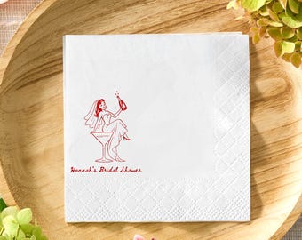Personalized Bridal Shower Napkins, Custom Bachelorette Cocktail Napkins, Bride To Be Party Decor, Bridal Shower Favor