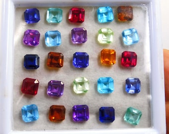 Natural Mix Sapphire Lot: Ascher Cut, 6mm Gemstones