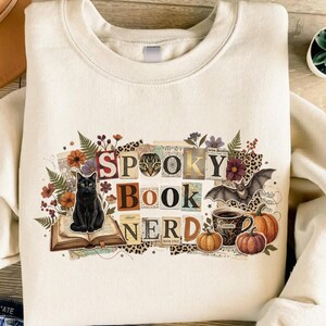 Spooky Book Nerd PNG Sublimation Design Instant Download Bookish Halloween Shirt DTF Print File Book Lover Gift Cricut Boho Witchy Reader