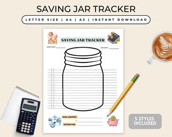 Savings Jar Trackers Printable,Savings Log, Savings Goal Planner,Savings journal printable, Money Savings challenge, Budget Finance planner
