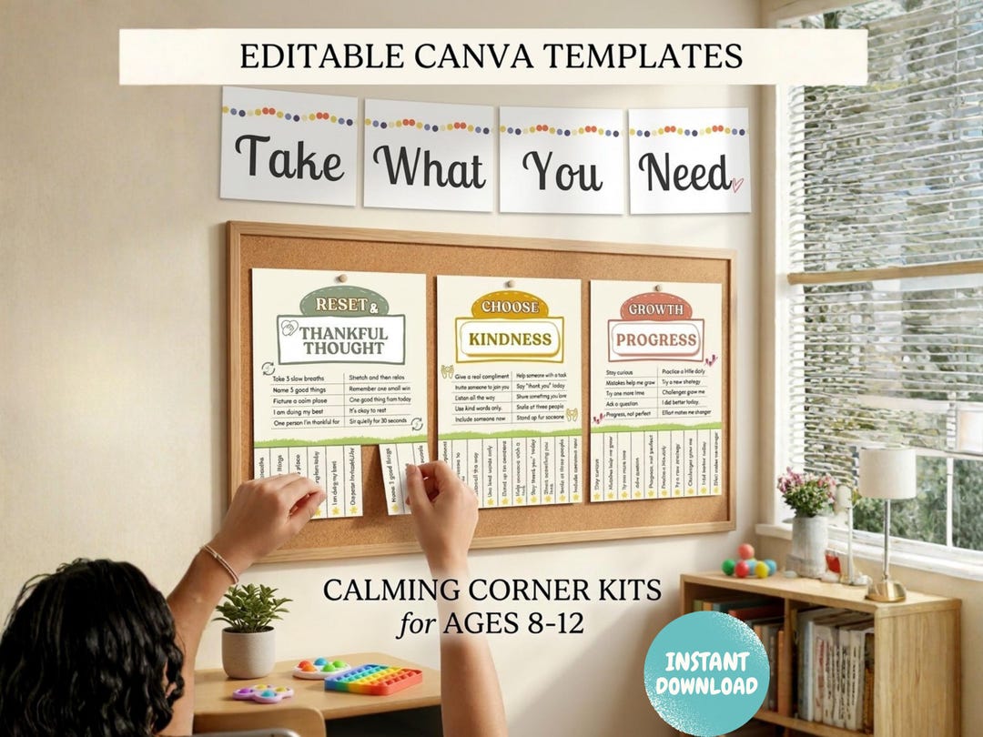 Calming Corner Tear off Flyers Canva Template | SEL Classroom Decor ...