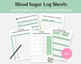 Printable Blood Sugar Tracker,Blood Sugar Log Sheet, Editable PDF Glucose Tracker, Diabetic Tracker,Diabetic Log,Digital Blood Glucose Log
