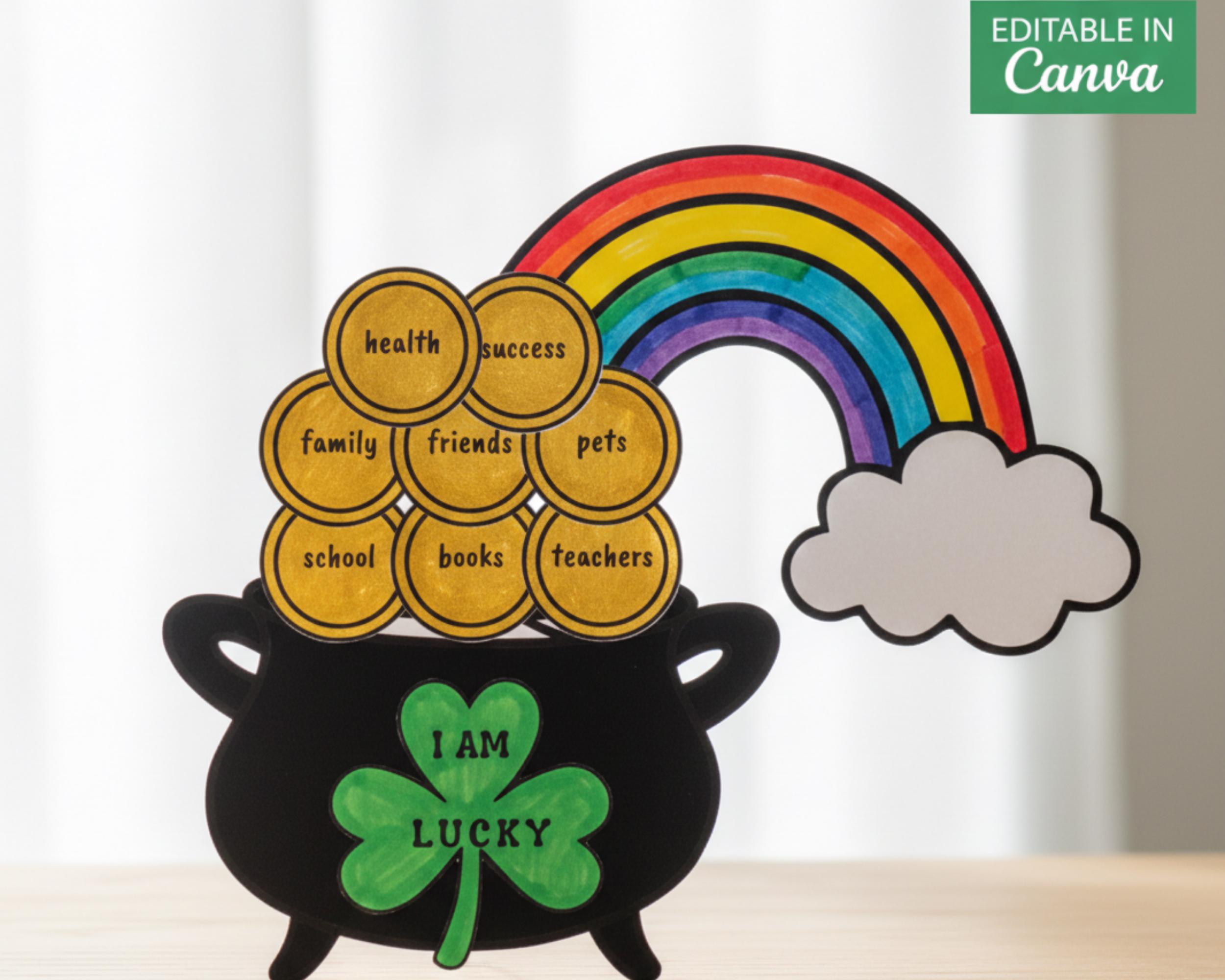 St Patricks Day Craft for Kids, Pot of Gold I Am Lucky Printable, SEL ...