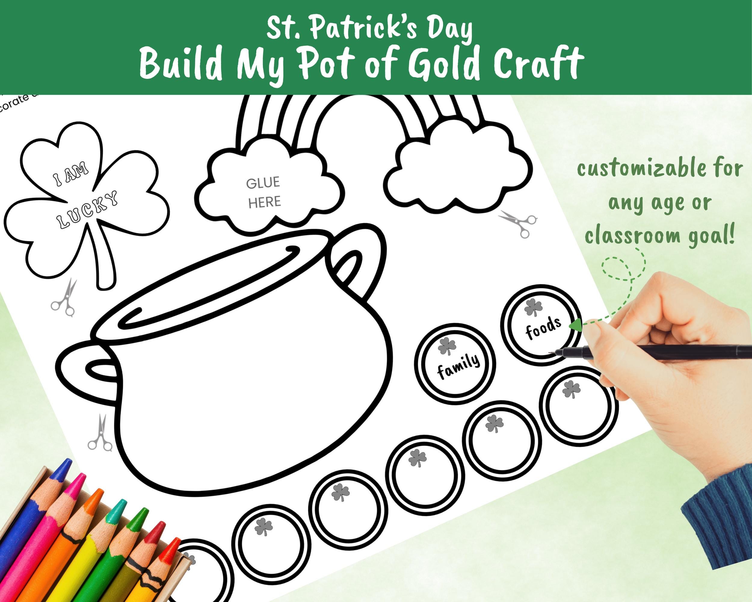 St Patricks Day Craft for Kids, Pot of Gold I Am Lucky Printable, SEL ...