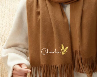 Custom Embroidered Scarf Women Scarf Christmas Gift Personalised Initial Name Wedding Scarf Winter Scarf Message For Mom25111103