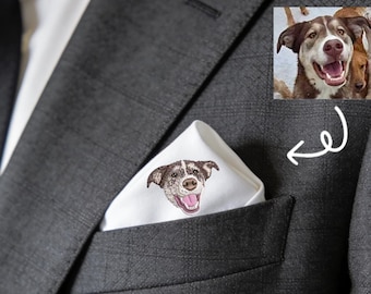 Pañuelo personalizado de algodón bordado con retrato de mascota, regalo de boda para el novio 26032302
