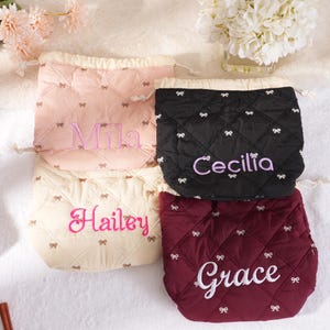 Damväska Anpassad sminkväska Sminkväska Dragsko Personliga namn Broderat namn 25110402