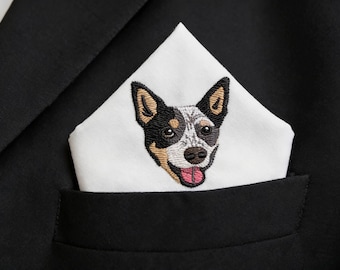 Personalized Embroidered Pocket Square Cotton Mens Wedding and Birthday Gift for Groomsmen Pet Lovers 25121701