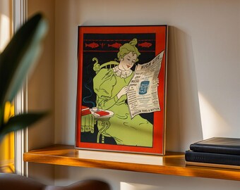 Vintage Coffee Advertisement Poster • Retro Woman Art Print