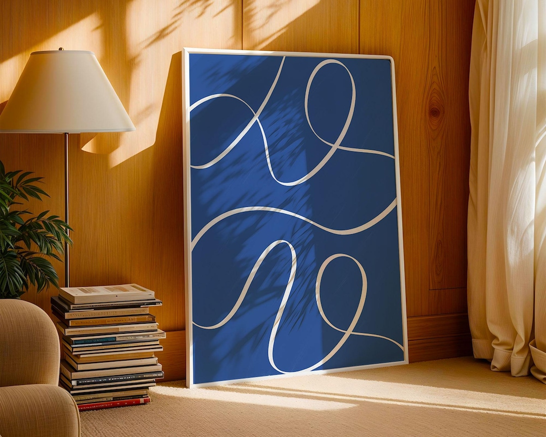 Abstract Blue Line Art Print • Minimalist Home Decor - Etsy