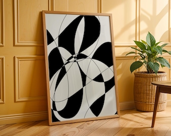Black & White Abstract Line Art Print • Minimalist Home Decor