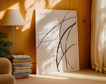Abstract Line Art Print • Black Brushstroke, Minimalist Decor