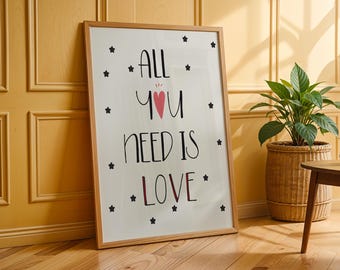 Minimalist Love Quote Print – Modern Typography Wall Art (Unframed)
