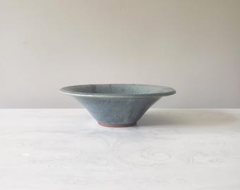 Handmade Signed Blue Glaze Studio Pottery Bowl | Artisan Serving Dish