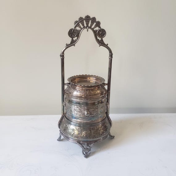 Antique Victorian Silver Jewelry Casket - Art Nouveau Jewelry Caddy Box