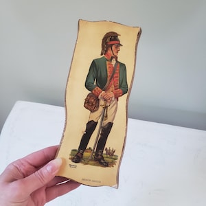 Vintage American Dragoon Soldier Wood Relief Wall Hanging: Revolutionary War Art