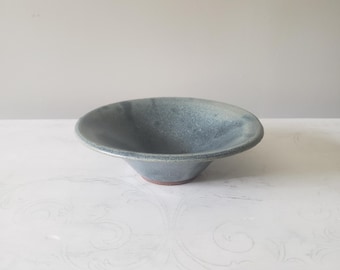Handmade Signed Blue Glaze Studio Pottery Bowl | Artisan Serving Dish