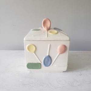 Vintage Handcrafted Whimsical Lollipop Cookie Jar | Ceramic Sweets Jar | Signed Studio Pottery Lidded Canister