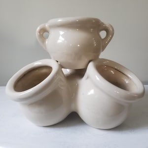 Ceramic Planter Four Connected Pots - Multi Planter Glazed with Drainage Hole