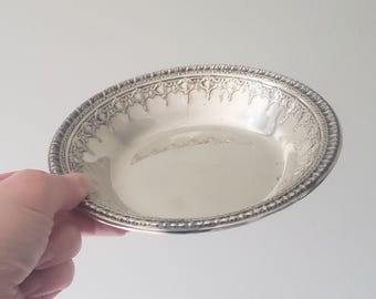 Vintage Reed & Barton Silverplate Bowl Candy Dish | "Riviera" 1202 | Raised Ornate Floral Design