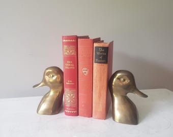 Vintage Pair of Brass Duck Bookends - Mid Century Modern