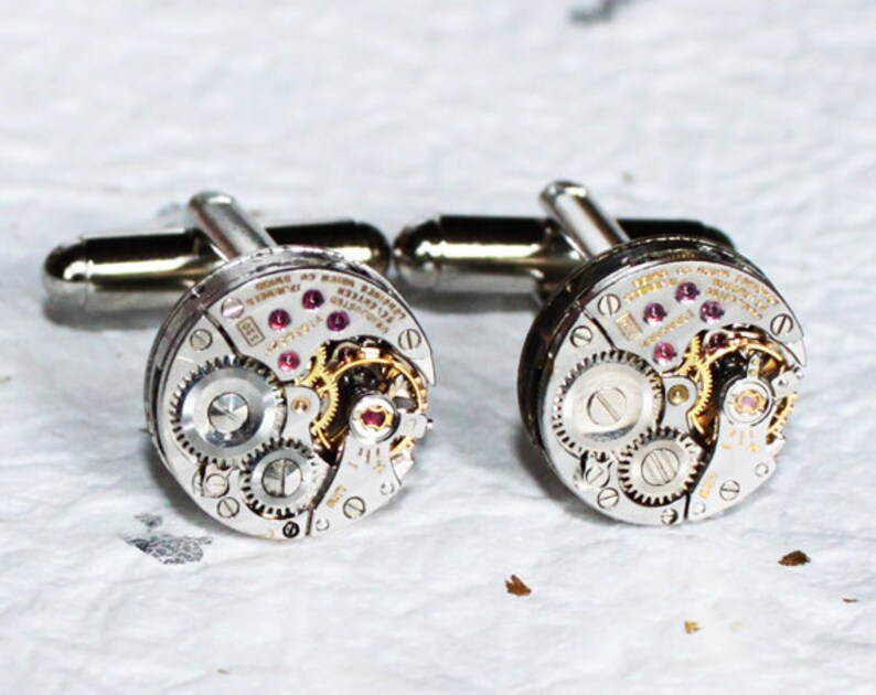 LONGINES Steampunk Cufflinks Swiss Silver PINSTRIPE Vintage Etsy