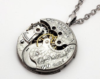 Steampunk Necklace -123 Yrs Old Pendant Watch Movement Pocket Watch Necklace Antique Jewelry Vintage Watch Necklace Men Wedding Gift for Him