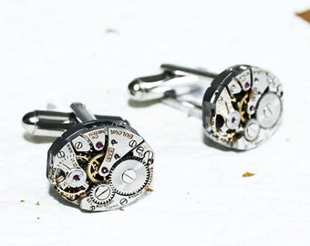 Groomsmen Gift Men Steampunk Cufflinks - Vintage Watch Movement Steampunk Cufflinks Watch Cuff Links Wedding Cufflinks Groomsmen Gift