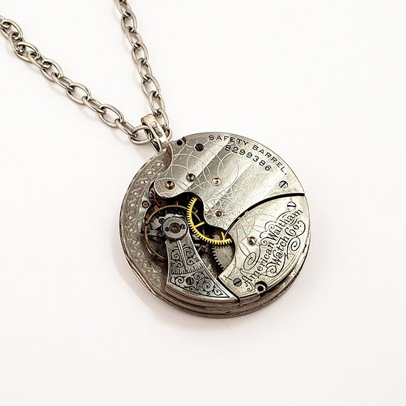Wedding Gift Steampunk Necklace 110 Years Old Antique Waltham Pocket Watch Movement Necklace GUILLOCHE Pocket Watch Necklace Gift Etsy Canada