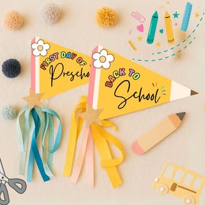 Back to School Pencil Pennant Flag First Day of Kindergarten Flag Printable Sign 1st Day Photo Prop Fun Pennant for Kids Last Day of School