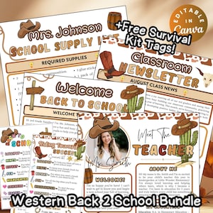 Western Classroom Back to School Bundle Cowboy Meet the Teacher Flyer Western Theme School Supply List Cowboy Classroom Newsletter Boho Sign