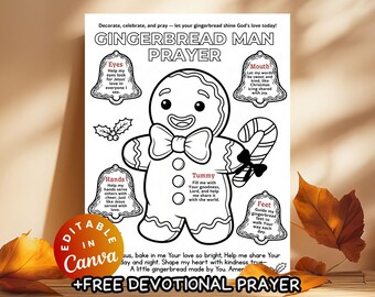 Christian Christmas Prayer Gingerbread Man Coloring Craft Kids Sunday School Christian Winter Activity Christmas Cookie Prayer Catechism CCD