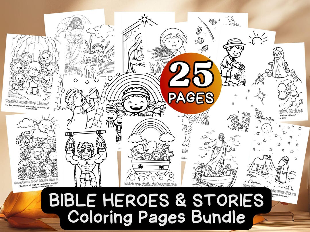 Christian Bible Story Coloring Pages Bundle Kids Bible Verse Coloring ...