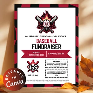 Baseball Event Fundraiser Flyer Back to School Baseball Fundraising Ticket Editable Travel Baseball Fundraising Charity Baseball Donations