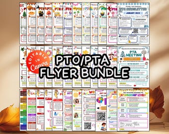 PTO PTA Bundle, Editable Classroom Flyers, Membership Forms, Recruitment School Newsletter PTA Monthly Meeting Flyers Calendar of Events diy