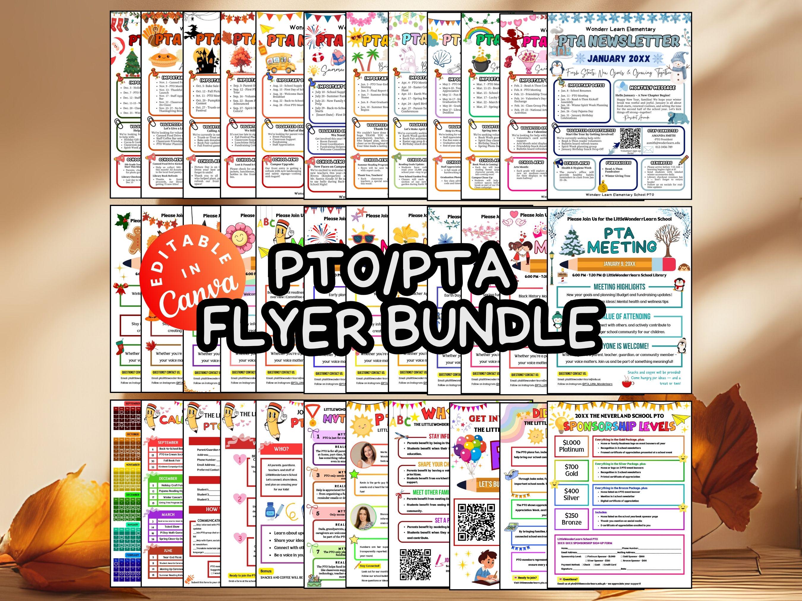 PTO PTA Bundle, Editable Classroom Flyers, Membership Forms ...