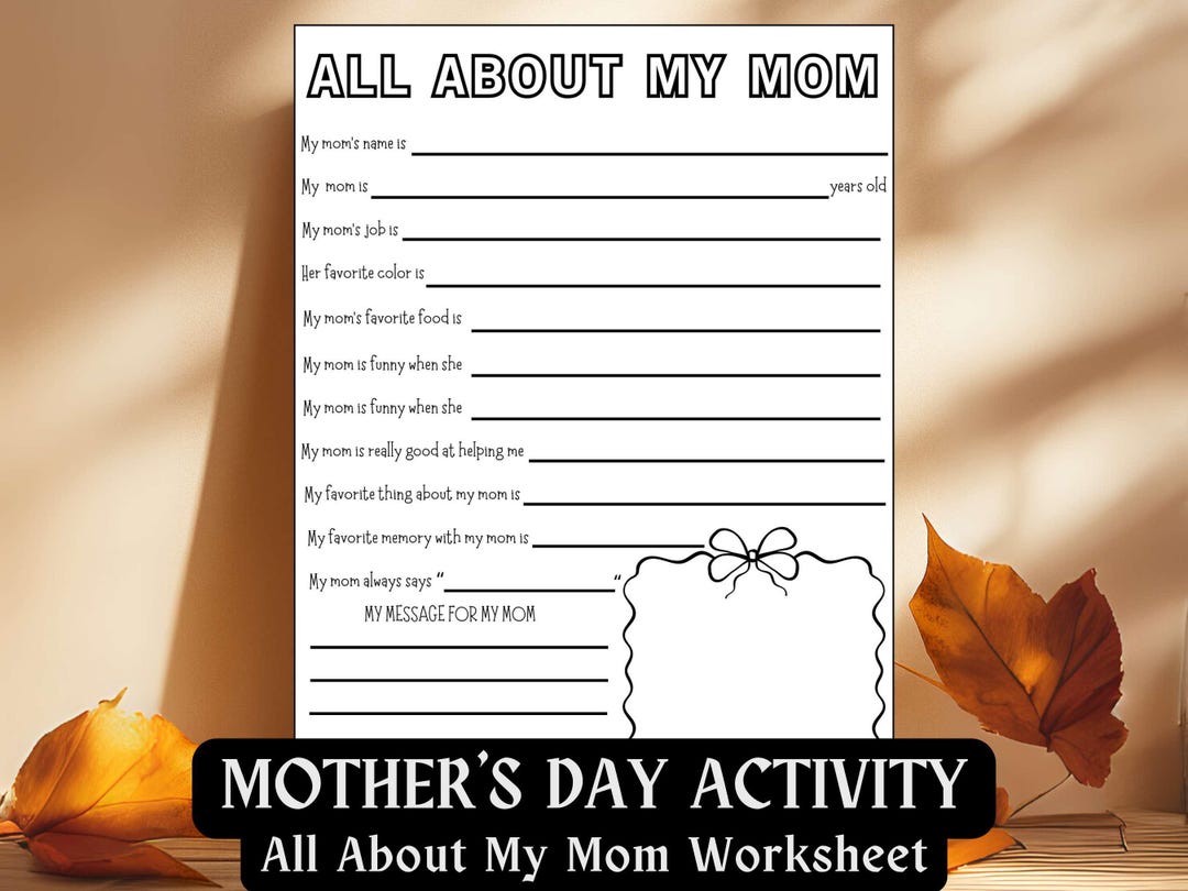 All About My Mom Interview Printable Mother's Day Kids Survey, Mom's ...