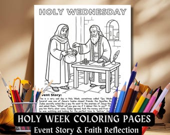 Spy Wednesday Judas Betrays Jesus Coloring Page Kids Catholic Holy Week Activity Worksheet Sunday School CCD Christian Printable Craft PDF